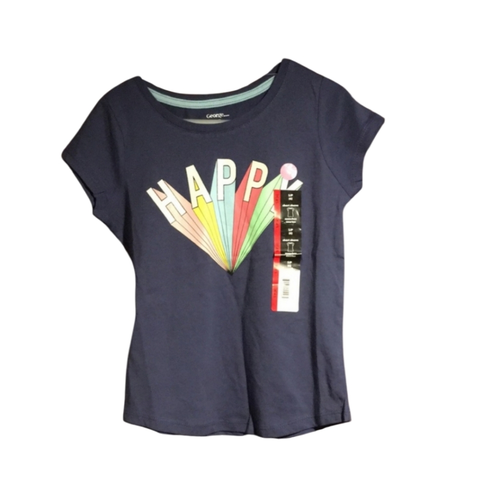 Size 6 NWT George Happy Purple rainbow short sleeve t-shirt Girls